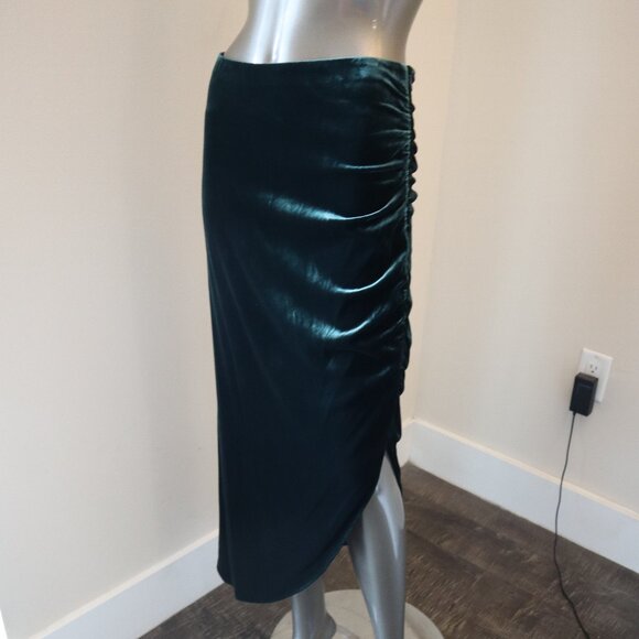VERONICA BEARD Midi Skirt Herst Emerald Velvet Rushed Size 2 New Tag $495 - Picture 1 of 8